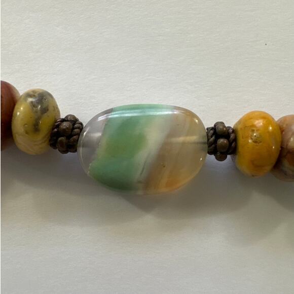 Natural Turquoise, Coral and Other Stones Bevelled & Polished With Toggle Clasp - Picture 8 of 8